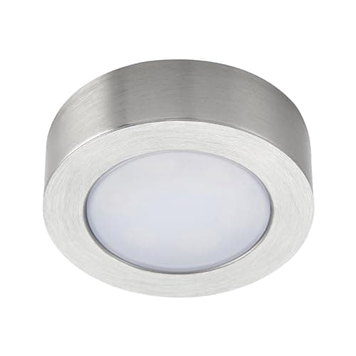 Image of Bright Source LED Circular Cabinet Cupboard Unit Shelf Light, Satin Nickel, 2.5W, 220lm, 3CCT Switchable 3000K 4000K 6000K