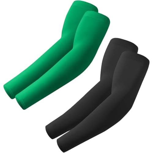 Image of ROXUN 2 Pairs Arm Sleeves Gaming UV Sun Protection Compression Volleyball Sleeve for Men/Women Black+Green