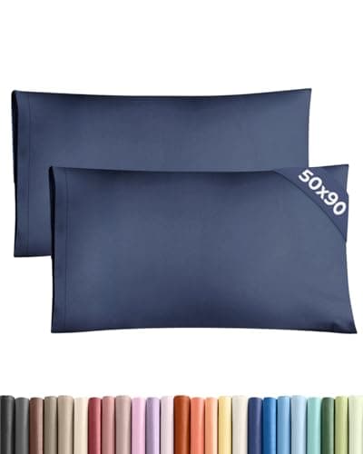 Image of CGK 2 Pack King Size Navy Blue Pillow Cases 50x90 cm with Envelope Closure - Brushed Microfiber - Soft, Wrinkle & Fade Resistant - Breathable, Hypoallergenic & OEKO-TEX Standard 100 Certified