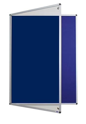Image of Adboards Classic Lockable Noticeboard Blue Felt 1200mm x 900mm Aluminium Frame