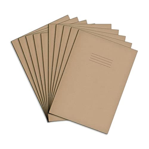 Image of Rhino A4 Exercise Books, 80-Page / 8mm Lined with Margin Paper Notebook, 10-Pack, Office & School Stationery Supplies, Buff