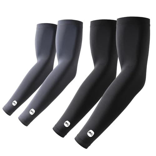Image of EeGo UV Sun Protection Arm Sleeves, 2 Pairs UPF 50+ Cooling Compression Arm Covers for Men & Women, Golf Baseball Football Cycling Running Driving Work, L