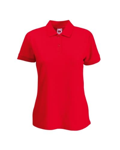 Image of Fruit of the loom Lady-Fit 65-35 Womens Polo T-Shirt - X-Large - Red
