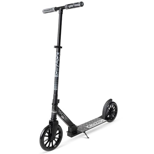 Image of Madd Gear Kruzer 200 V2 Folding Kick Cruiser - Adjustable, Lightweight, 2 Wheeled Commuter Scooter for Riders Aged 8 Years and Up (Black/Black)