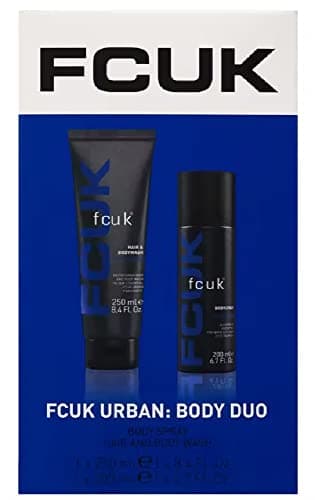 Image of FCUK Urban Body Duo Set - Mens Skin Care Gift Set for Him with Topline Thank You Card. Festive Gift for Stocking Fillers, Secret Santa Gifts or Men's Gift Set for Birthdays.