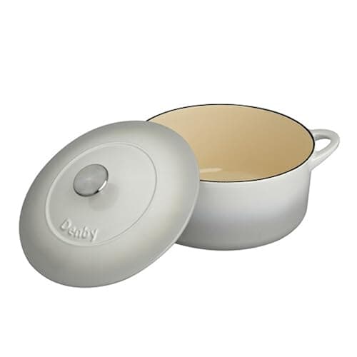 Image of Denby Natural Canvas Cast Iron 5.2L Round Casserole, Medium, White