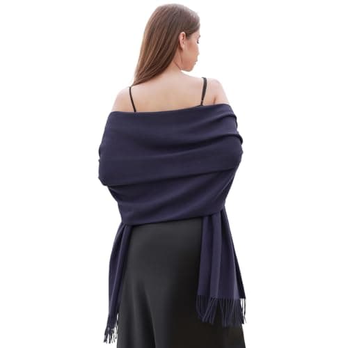 Image of RIIQIICHY Navy Pashmina Shawls and Wraps for Women Wedding Ladies Winter Scarf
