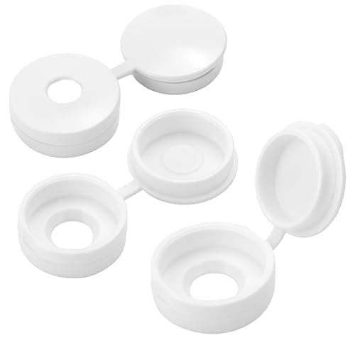 Image of Screw Cover Caps Hinged Plastic Covers – Fits 10-12 Gauge Screws (4.8mm to 5.5mm) – Snap Close Caps (10, White)