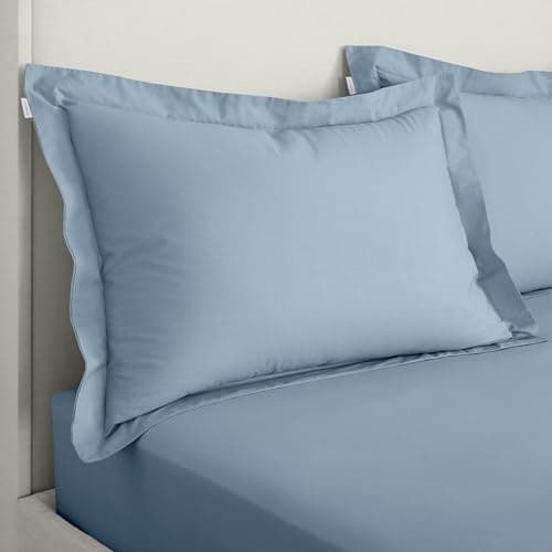 Image of Bianca 200 Thread Count Cotton Percale Oxford Pillowcase Pair Blue