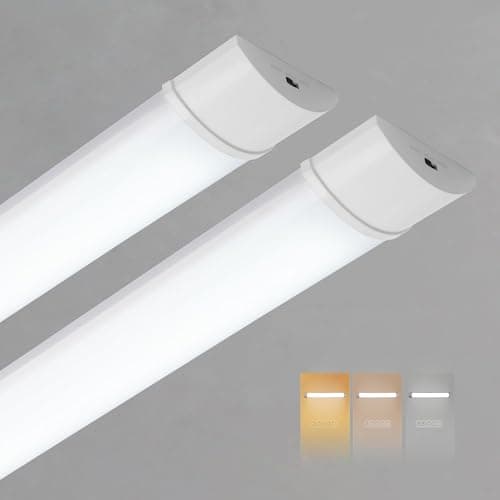 Image of Sundertech LED Batten Light 4FT, 117cm, 34w 3750lm Fluorescent Light Tube, 3CCT (3000K/4000K/6500K) in 1, Wall Ceiling Mount for Office Garage Warehouse Workshop Shed 2 Packs