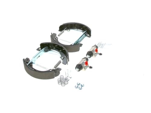 Image of Bosch KS579 Kit Super Pro - Rear drum brake kit - 1 pre-assembled set, 2 wheel brake cylinders, 4 brake shoes