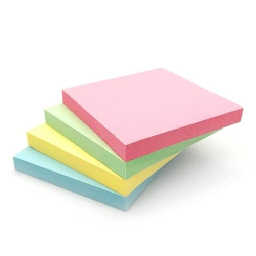 Image of 400 Pastel Sticky Notes (76x76mm) – Sticky Notes Set, Office Equipment Sticky Notes, Colourful Memo Pads (4×100 Sheets) for Home, School & Office Use