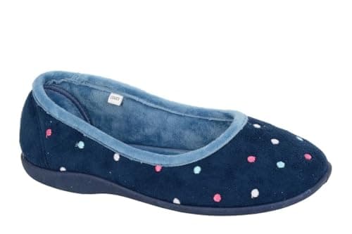 Image of Sleepers Womens Isla Memory Foam Dotted Ballerina Slippers Blue/Turquoise 3 UK