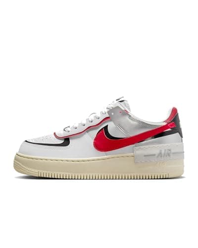 Image of NIKE FN6335-100 Air Force 1 Shadow Women White/Gym RED-Black-Metallic Silver UK 7