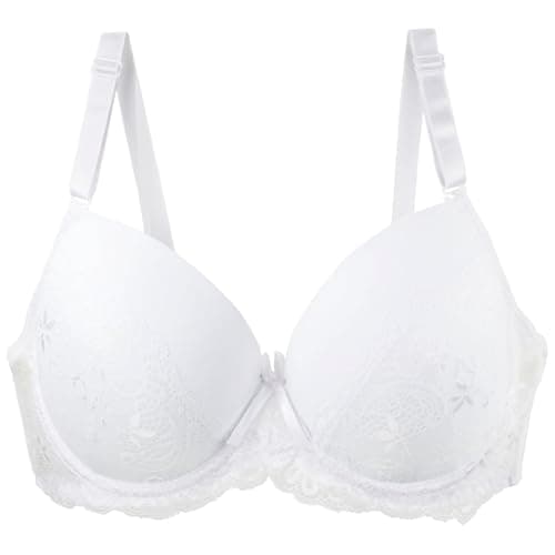Image of Women's Sexy Lace Shaping Cup Adjustable Shoulder Strap Large Size Underwired Bra, White, 34B