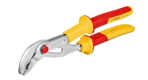 Image of Bosch Professional VDE Water Pump Pliers – 250 mm (Certified up to 1,000 V, Insulated with Thermoplastic Polyurethanes (TPU))