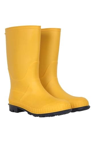 Image of Mountain Warehouse Kids Flat Wellies - Rubber Boots with Durable Sole, PVC Rain Boots, Soft Fabric Lining - for School, Hiking and Outdoor, mustard yellow, 34 EU