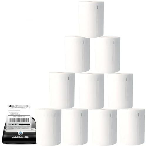 Image of Double Dragon 10 Rolls of Compatible DYMO S0904980 1744907 Extra-Large Thermal Shipping Labels, 220 Labels/Roll, 104mm x 159mm (4" x 6"), Self-Adhesive, for DYMO LabelWriter 4XL, Not for 5XL or 550