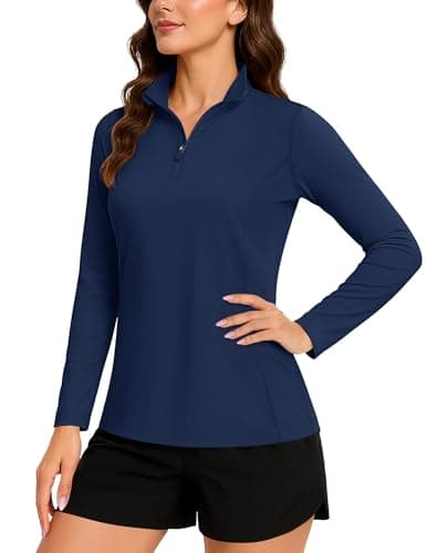 Image of TACVASEN Women's Running Tops Breathable Quick Dry T-Shirts Long Sleeve Sport Shirts Running Quick Dry Activewear (S, Navy)