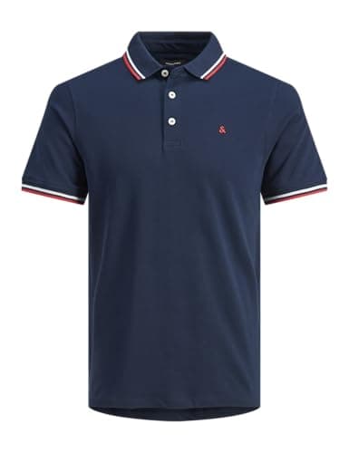 Image of JACK & JONES Mens Plus Size Polo Shirt Golf Sports Gym 100% Cotton Rich Big and Tall T-Shirts for Men, Navy Colour, Size- 6XL