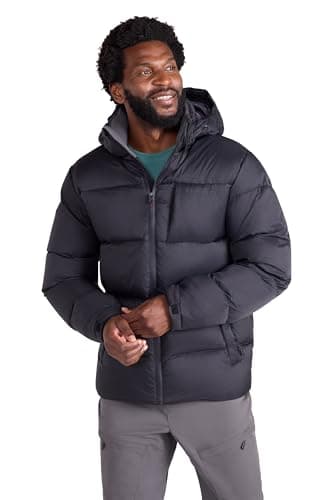 Image of Mountain Warehouse Frost Mens Padded Down Jacket - Water Resistant, Ripstop, Waterproof Zips, Adjustable Fit Outerwear, Thermal Tested -50C- Clothing for Camping, Winter Jet Black XS