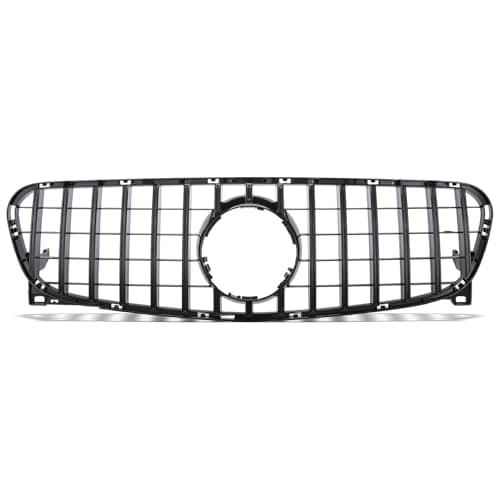 Image of Gravity Performance Black Grille GTR Panamericana Style Look Compatible with Mercedes-Benz GLA Class X156 2014-2016 Front Bumper Clip-On Grill Shinny Gloss Finish OEM+ Styling