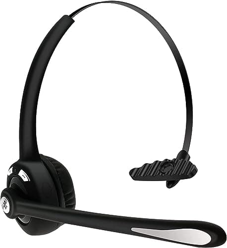 Image of voijump Bluetooth Headset with Microphone,V5.1,Noise Canceling Wireless On Ear Headphones, Bluetooth Headphones with Mic, Phone Headset Mute Button for Laptop, Skype, Call Centers, Office, Trucker