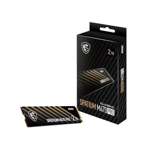 Image of MSI SPATIUM M470 PRO PCIe 4.0 NVMe M.2 2TB Portable SSD, 2TB External Solid State Drive, Speeds Up to 6000MB/s, USB-C, Reliable Storage for Gaming, Students, Professionals, Black