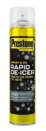 Image of Prestone De-Icer, Anti Freeze Spray For Car Window, Fast Acting De-Icer Spray For Car, No De-Icer Works Faster, Prevents Re-Freeze & Melts Ice At -40C, Essential Car Accessories, Rapid Deicer, 600ml
