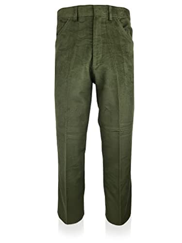 Image of Country Classics Mens Moleskin 100% Cotton Trouser Hunting Walking Fishing Country Clothing (Moss Green - 36 - Regular)