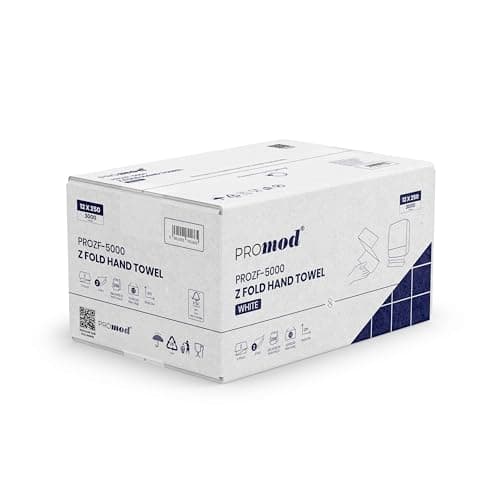Image of Promod Premium White Z Fold Hand Towels, 2-Ply Virgin Paper Hand Towels Disposable, Bulk 3000 Sheets (12 Packs x 250), High Absorbency & Strength, Ideal for Businesses, Offices & Healthcare