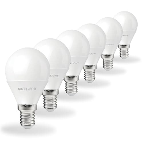 Image of SINCELIGHT E14 2W LED Golf Ball Light Bulb P45 Ø45mm, Milky Diffuser, Warm White 2700K, 150 Lumens, SES Small Edison Screw, Pack of 6