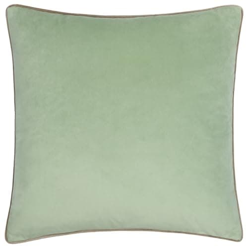 Image of furn. Meridian Cushion Cover – Luxury Contrast Piped Velvet Decorative Case (Eucalyptus/Navy - 55x55cm)