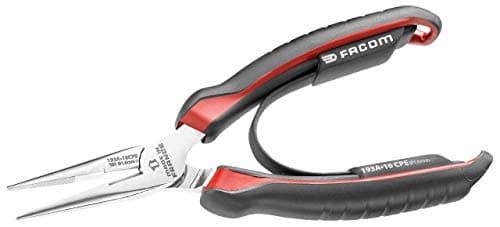 Image of FACOM 170 mm Straight Half-Round Nose Plier - Side Wire Cutter for Copper and Hard Steel Wire, Red and Black, 160 mm (Type 1)