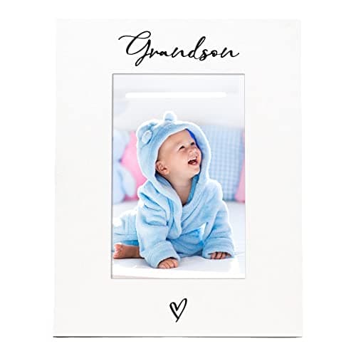 Image of White 6x4 Portrait Picture Photo Frame Grandson Heart