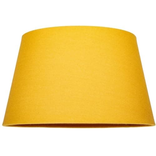 Image of Traditional 14 Inch Ochre Mustard Linen Drum Table/Pendant Lampshade 60w Maximum | with Inner Cotton Fabric Lining | Reversible Gimbal by Happy Homewares