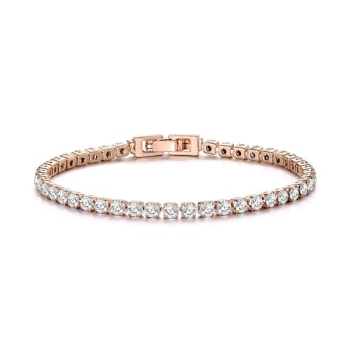Image of Philip Jones Rose Gold Plated 3mm Tennis Bracelet Created with Zircondia® Crystals