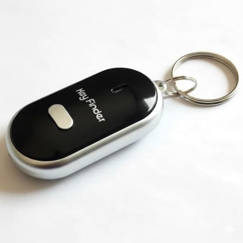 Image of Key Finder Locator with Sound & LED Flashlight, Whistle Voice-Activated Anti-Lost Keychain Locator for Lost Keys, Wallet, Phone, Pet Collar, Smart Beeping Item Finder Gift (Black)