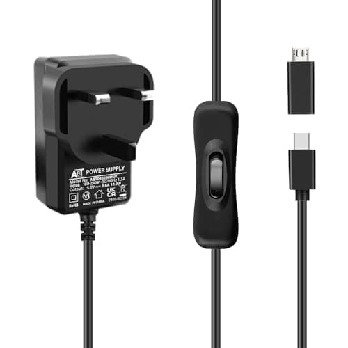 Image of GeeekPi USB-C Power Supply UK Plug for Raspberry Pi 4 With On/Off Switch,5V 3.6A Type C PSU with Micro USB Adapter for Raspberry Pi 4B/3B+/3B/Orange Pi 5 /5B /5 Plus