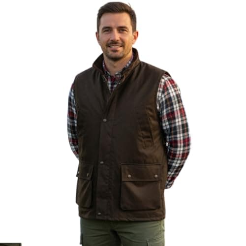Image of Game Technical Apparel Mens Wax Quilted Waistcoat Outdoor Bodywarmer Gilet Brown
