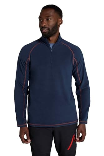 Image of Mountain Warehouse Ashbourne Mens Fleece - Lightweight Microfleece Sweater, Antipill Midlayer, Warm Top - Best for Spring Summer, Camping, Trekking, Hiking Navy 2XL