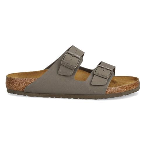 Image of Birkenstock Unisex Arizona BS Birko-Flor Saffiano Concrete Gray Sandals 8 UK