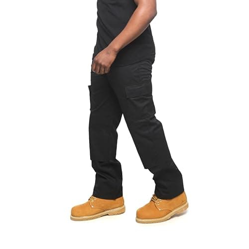 Image of Mens Cargo Work Trousers Size 28 to 52 Black or Navy Cargo Combat Trousers by BWM (38" Waist/Short Leg, Black)