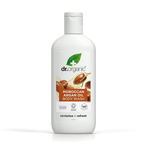 Image of Dr Organic Moroccan Argan Oil Body Wash, Shower Gel, Natural, Vegan, Cruelty-Free, Paraben & SLS-Free, Recyclable & Recycled Ocean Bound Plastic, Certified Organic, 250ml, Packaging may vary