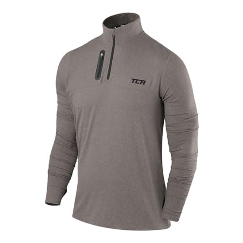 Image of TCA Fusion Long Sleeve Running Top Men - Training Tops for Men - Golf Top Golf Clothing - 1/4 Zip Tops Mens - for Gym Hiking - Castlerock Grey, S