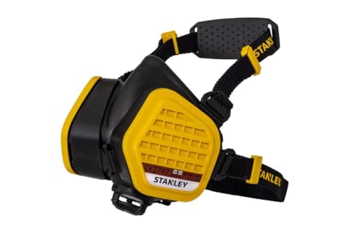 Image of Stanley A1P3 Half Mask Respirator with Face-Fit Check, 99.97% Filtration, Activated Carbon Filters, Paint, Pesticide & Organic Gas Protection, Reusable Low-Resistance Breathing Mask - Medium/Large