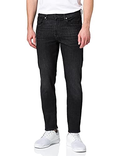 Image of 7 For All Mankind Men's Slimmy Tapered Luxe Performance Eco Modern Black Jeans, Black, 28