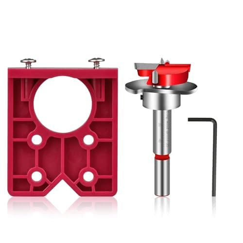 Image of 35mm Hinge Jig Drill Guide Concealed Forstner Bit Set Positioner Hole Cutter Saw with Drill Guide Plate Template for Cabinet Door Wood Furniture Kitchen Cupboard Mounting Plate red