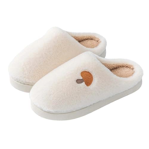 Image of Slippers For Women, Cozy Embroidered Women'S Slippers With Thick Sole Warm Indoor Home Footwear For Comfortable Relaxation