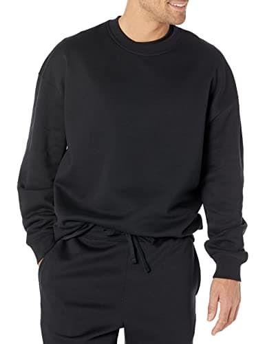 Image of Amazon Essentials Men's Oversized-Fit Crewneck Sweatshirt (Available in Big & Tall), Black, L